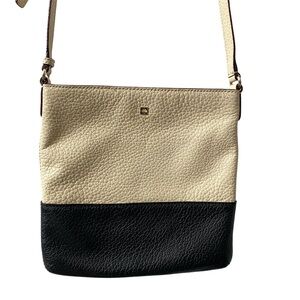 ♠️KATE Spade Pebbled LeatherTwo-Tone Cream and Black Crossbody Bag Gold Hardware